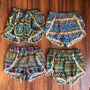 Lot of 4 flowy Tassel shorts size large